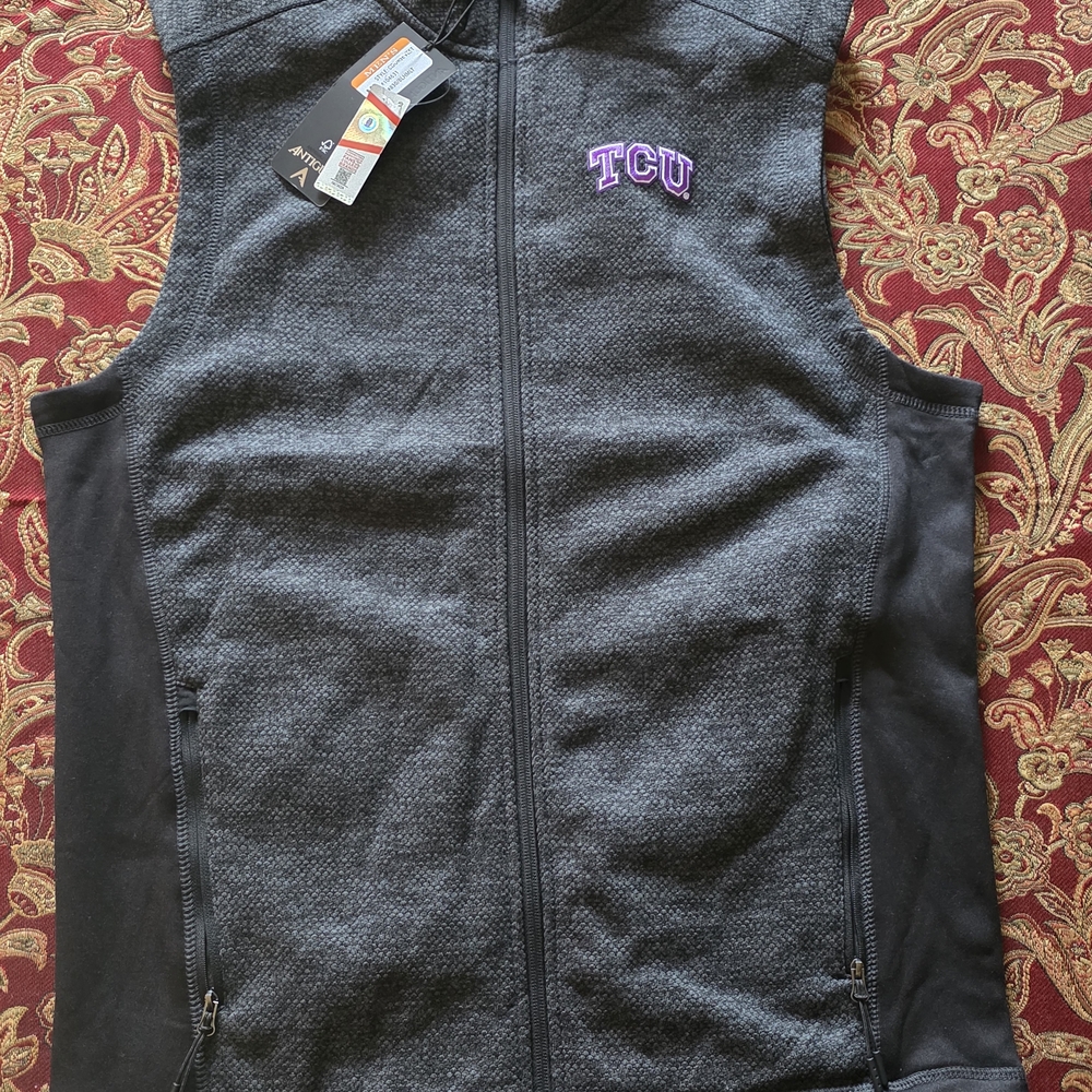 Antigua Black Vest with Purple Logo